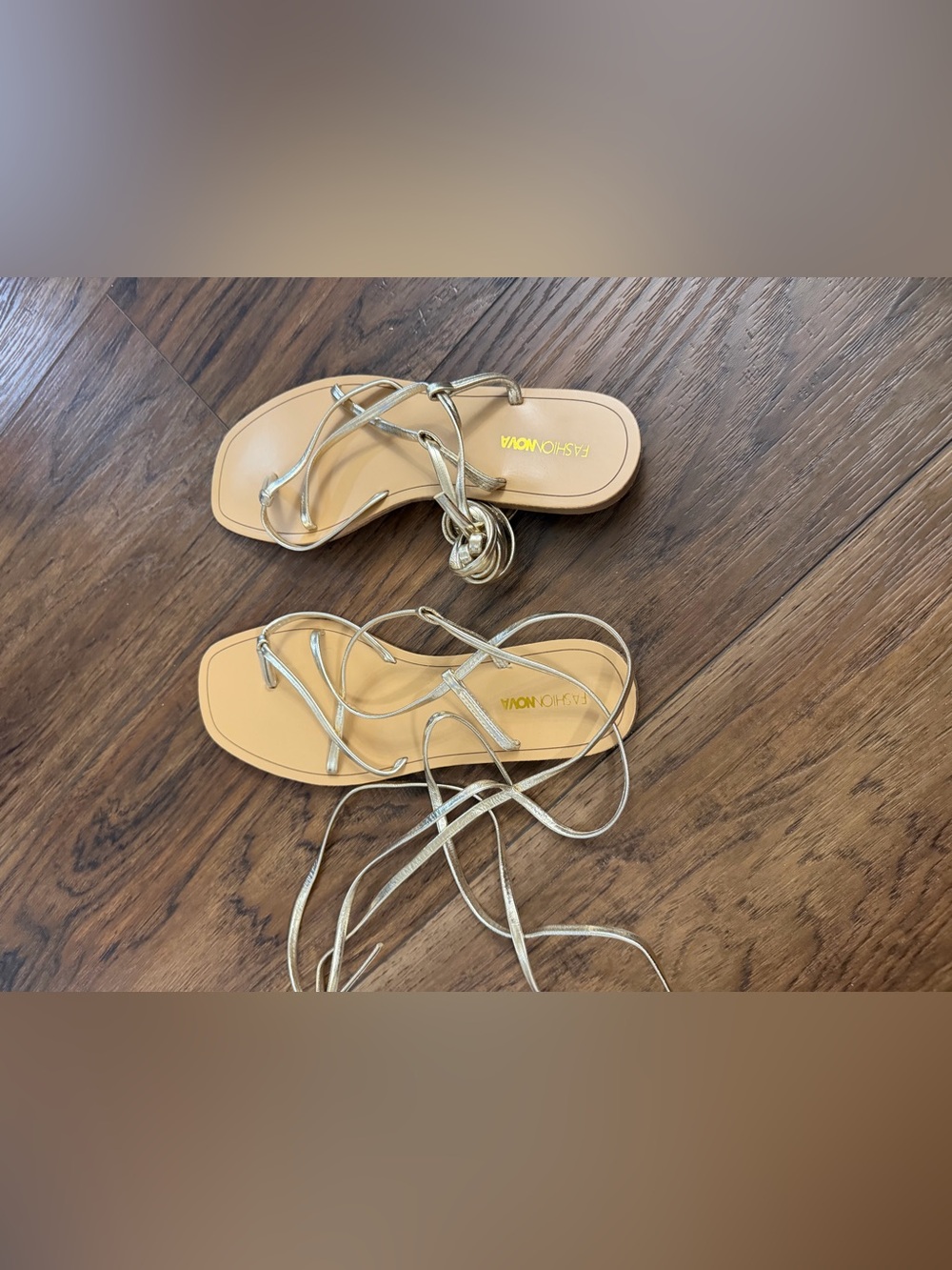 Fashion Nova Metallic Gold Wrap Sandals
